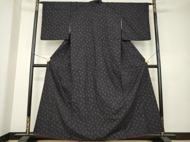 平和屋着物●結城紬 80亀甲 幾何学文様 正絹 逸品 AABL0958ck