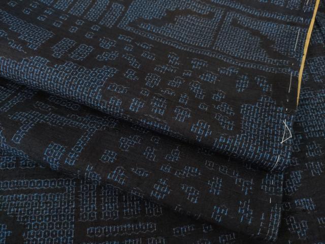 平和屋着物●結城紬 80亀甲 風景文 正絹 逸品 未使用 AABL0962ck