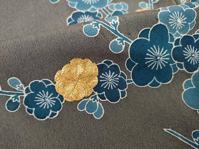 平和屋着物●人間国宝 五代 田畑喜八 訪問着 駒刺繍 枝梅 正絹 逸品 AABL0970ck