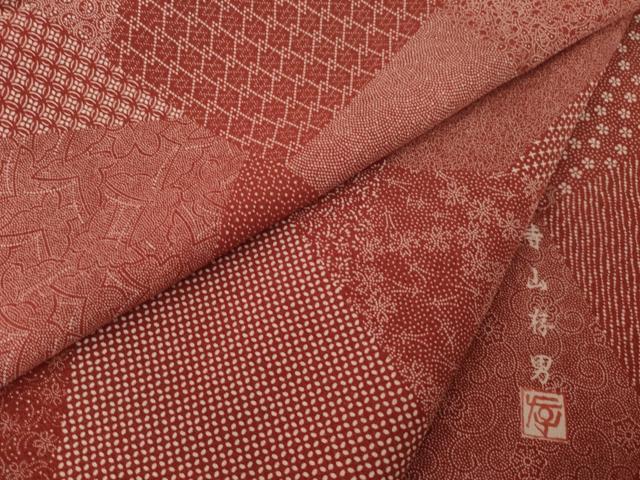 平和屋着物●寺山存男 江戸小紋 割付き花文 正絹 逸品 AABL0973ck