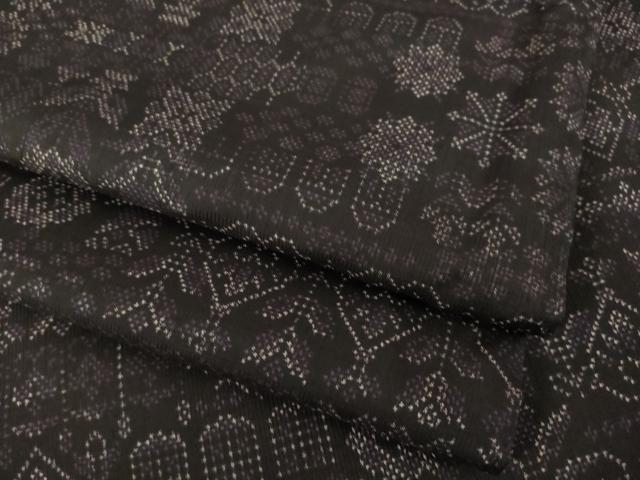 平和屋着物●本場大島紬 7マルキ 飾花文 黒地 正絹 逸品 AABL0975ck