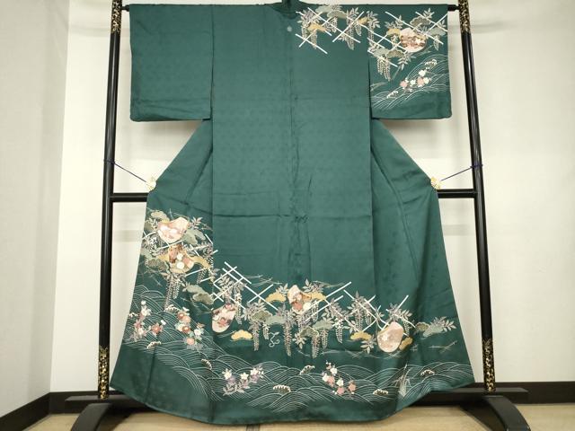 平和屋着物●訪問着 刺繍 誰が袖花文 金彩 正絹 逸品 AABL0981ck
