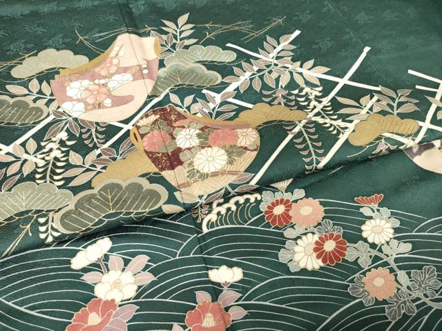 平和屋着物●訪問着 刺繍 誰が袖花文 金彩 正絹 逸品 AABL0981ck