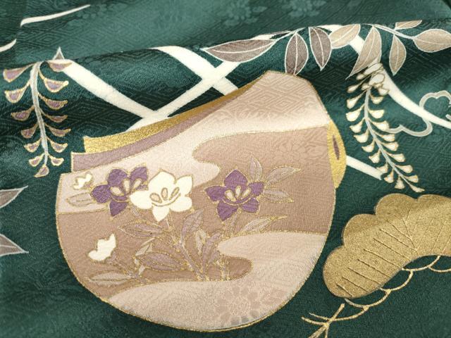 平和屋着物●訪問着 刺繍 誰が袖花文 金彩 正絹 逸品 AABL0981ck