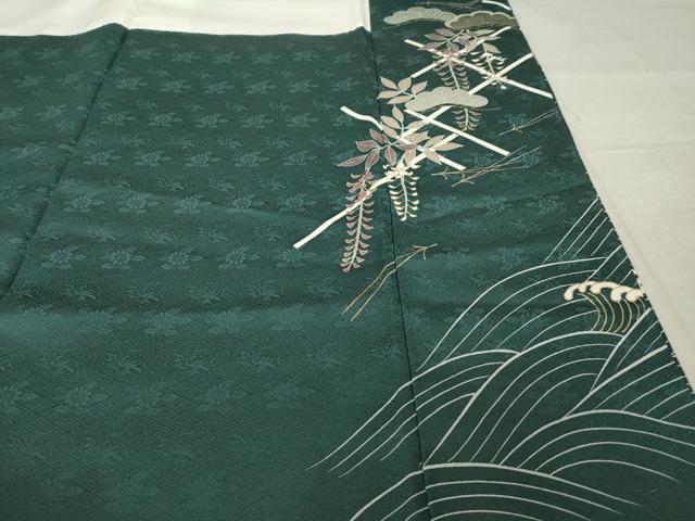 平和屋着物●訪問着 刺繍 誰が袖花文 金彩 正絹 逸品 AABL0981ck