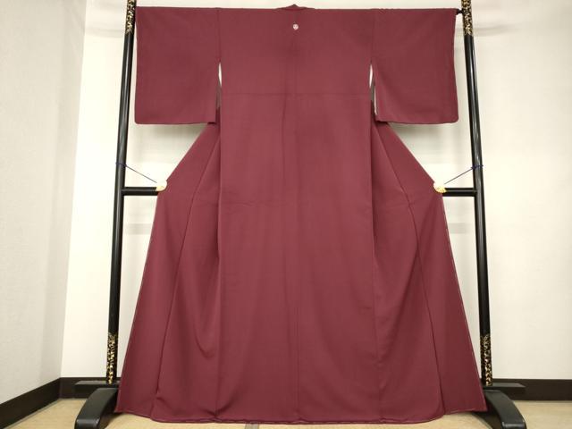 平和屋着物●色無地 葡萄茶色 洗える着物 未使用 AABL0982ck