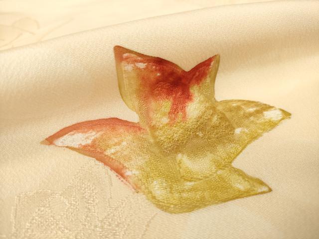 平和屋着物●上質な小紋 地紋起こし 舞花文 正絹 逸品 AABL0984ck