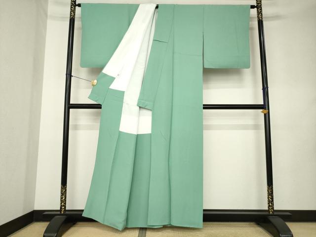 平和屋着物●上質な色無地 薄青色 正絹 逸品 AABL0987ck