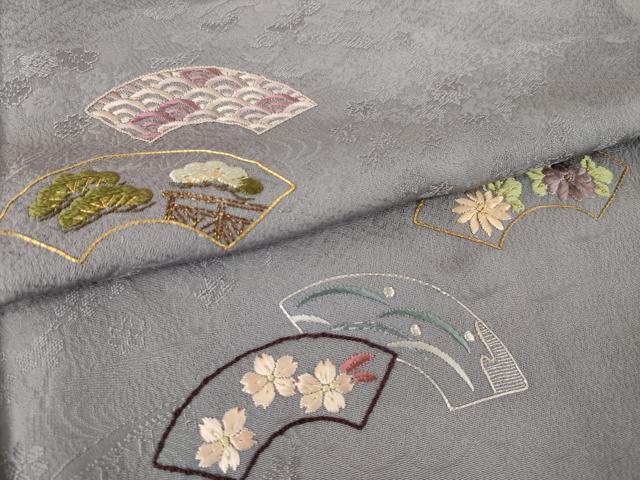 平和屋着物●豪華色留袖 総刺繍 駒刺繍 地紙花文 金銀糸 正絹 逸品 AABL0988ck