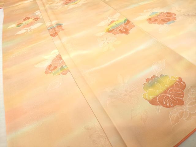 平和屋着物●上質な小紋 地紋起こし 舞花文 暈し染め 正絹 逸品 AABL0990ck