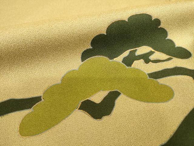 平和屋着物●訪問着 松 草花文 金彩 正絹 逸品 AABL0991ck