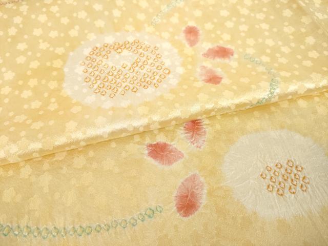 平和屋着物●上質な小紋 総絞り 舞花文 正絹 逸品 AABL0992ck