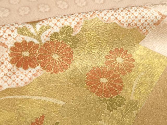 平和屋着物●訪問着 松皮菱吉祥花文 金彩 正絹 逸品 AABL0993ck