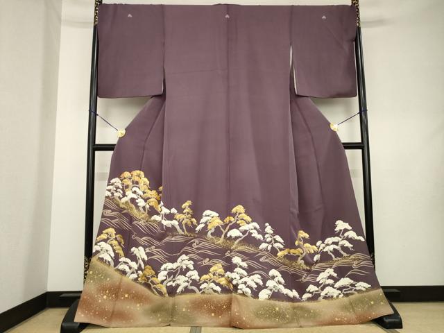 平和屋着物●豪華色留袖 駒刺繍 松 金彩 正絹 逸品 AABL0999ck