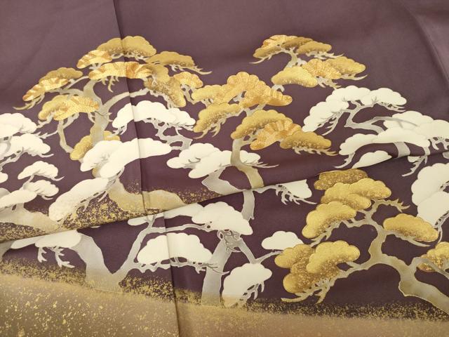 平和屋着物●豪華色留袖 駒刺繍 松 金彩 正絹 逸品 AABL0999ck