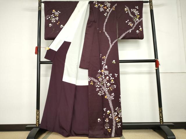 平和屋着物●訪問着 絞り 枝花文 金彩 正絹 逸品 AABL1001cs