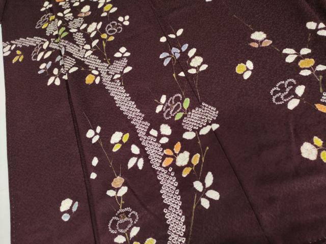 平和屋着物●訪問着 絞り 枝花文 金彩 正絹 逸品 AABL1001cs