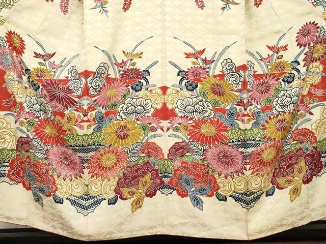 平和屋着物●紅型 振袖 吉祥花鳥文 舞蝶 正絹 逸品 AABL1010cs
