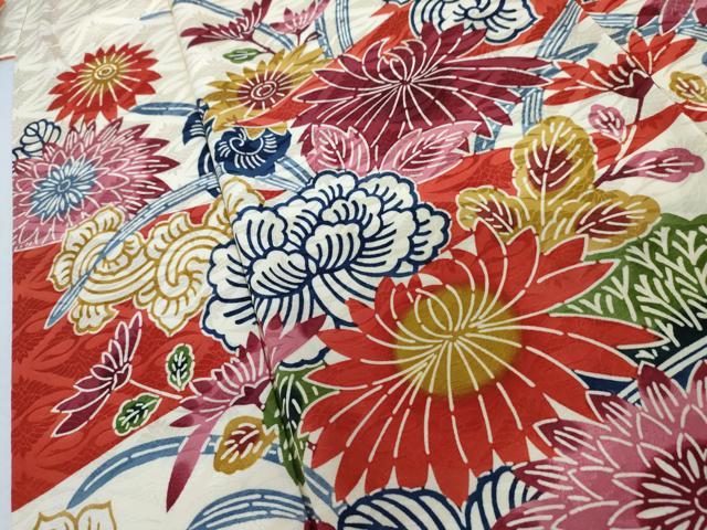 平和屋着物●紅型 振袖 吉祥花鳥文 舞蝶 正絹 逸品 AABL1010cs