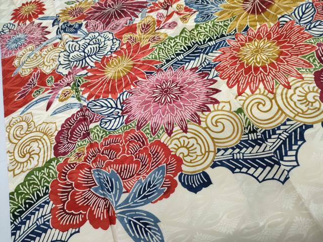 平和屋着物●紅型 振袖 吉祥花鳥文 舞蝶 正絹 逸品 AABL1010cs
