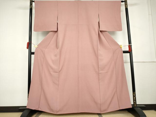 平和屋着物●江戸小紋 万筋 臙脂色×白梅鼠色 正絹 逸品 AABL1012cs