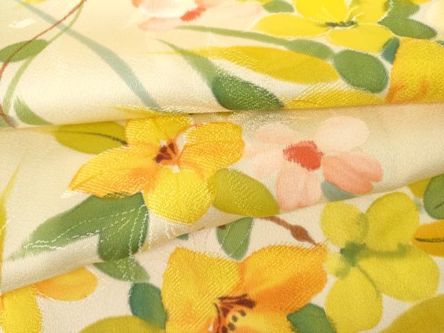 平和屋着物●上質な小紋 地紋起こし 草花文 正絹 逸品 AABL1016cs