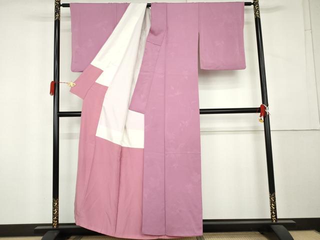 平和屋着物●上質な色無地 枝花地紋 菖蒲色 正絹 逸品 AABL1032cs