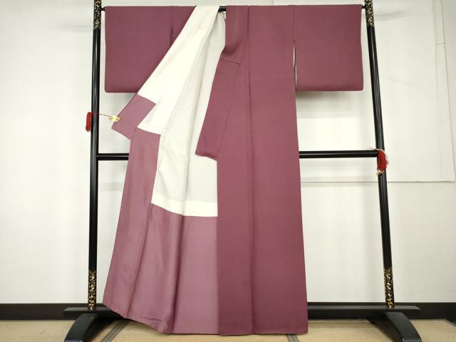 平和屋着物●上質な色無地 紋意匠 梅紫色 正絹 逸品 AABL1034cs