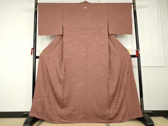 平和屋着物●上質な色無地 芝地紋 宗伝唐茶色 正絹 逸品 AABL1036cs