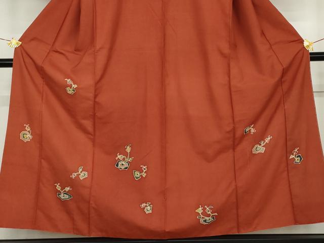 平和屋着物●訪問着 紬地 ろうけつ染 幾何学花文 正絹 逸品 AABL1039cs