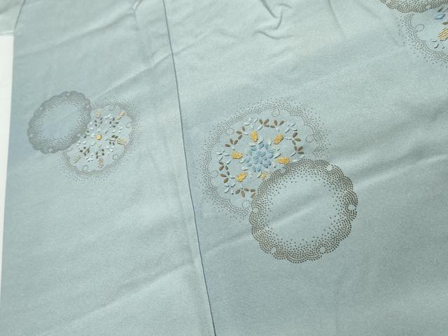 平和屋着物●人間国宝 福田喜三郎 訪問着 刺繍 雪輪重ね花文 暈し染め 正絹 逸品 AABL1046cs