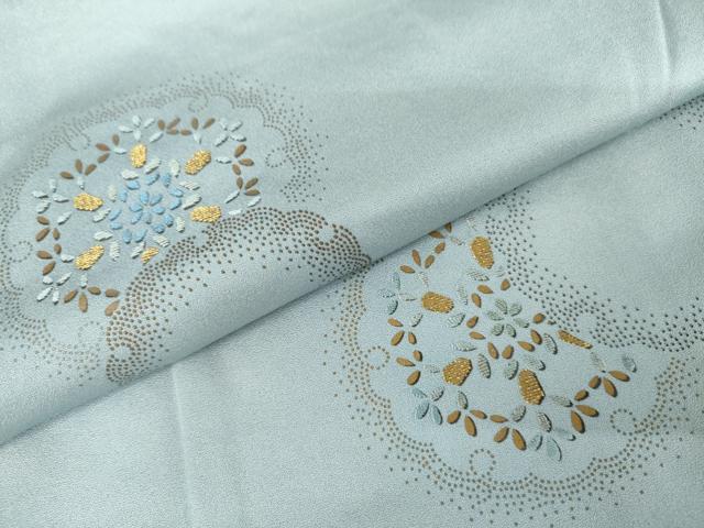 平和屋着物●人間国宝 福田喜三郎 訪問着 刺繍 雪輪重ね花文 暈し染め 正絹 逸品 AABL1046cs