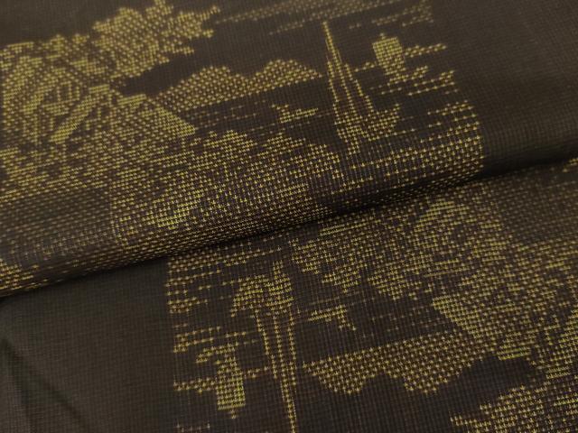 平和屋着物●本場大島紬 9マルキ 風景文 黒地 ますいわ屋扱い 正絹 逸品 AABL1053cs