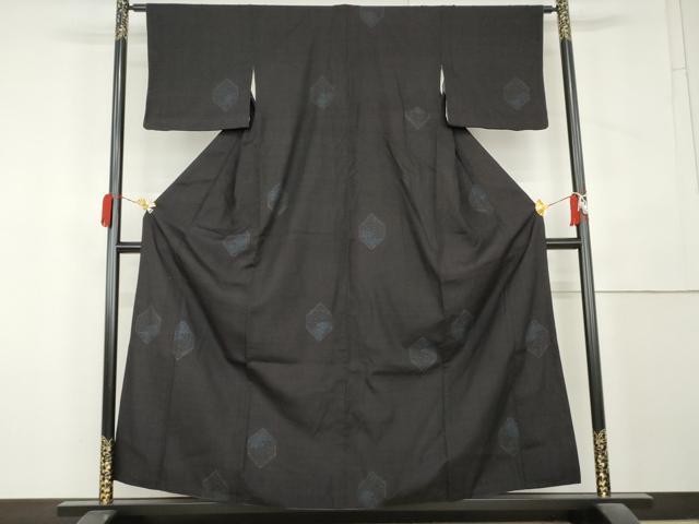 平和屋着物●結城紬 80亀甲 飛び亀甲柄 亀甲文 正絹 逸品 AABL1054cs