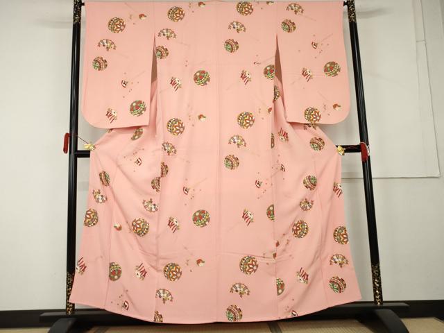 平和屋着物●上質な小紋 花毬文 簪 金彩 正絹 逸品 AABL1061cs