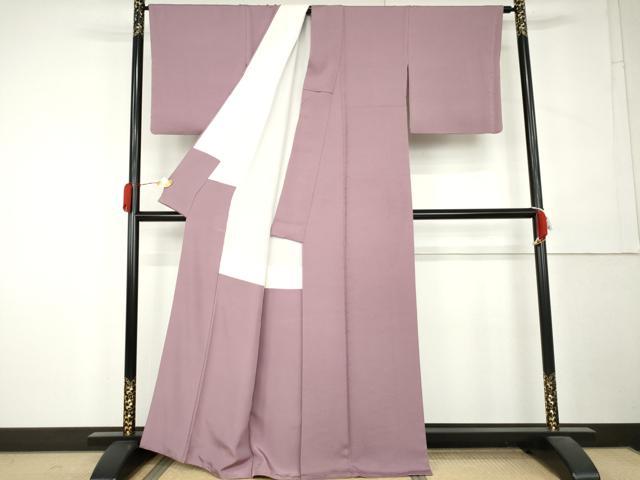 平和屋着物●上質な色無地 雲重ね地紋 京紫色 正絹 逸品 AABL1062cs