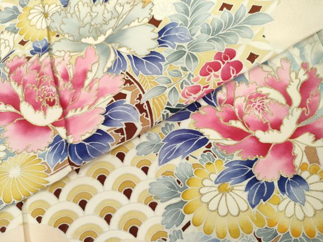 平和屋着物●訪問着 花車文 金彩 嘘つき襦袢 正絹 逸品 AABL1075cs