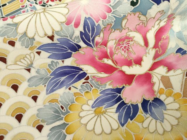 平和屋着物●訪問着 花車文 金彩 嘘つき襦袢 正絹 逸品 AABL1075cs
