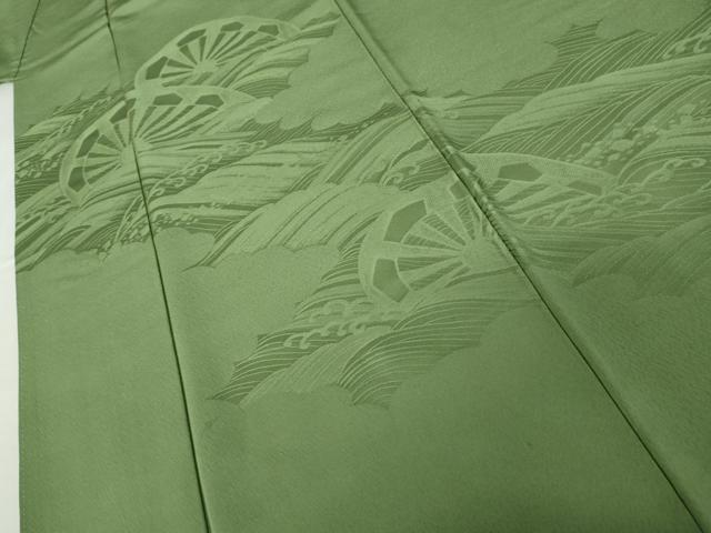 平和屋着物●無地絵羽訪問着 片輪車地紋 柳染色地 正絹 逸品 AABL1076cs