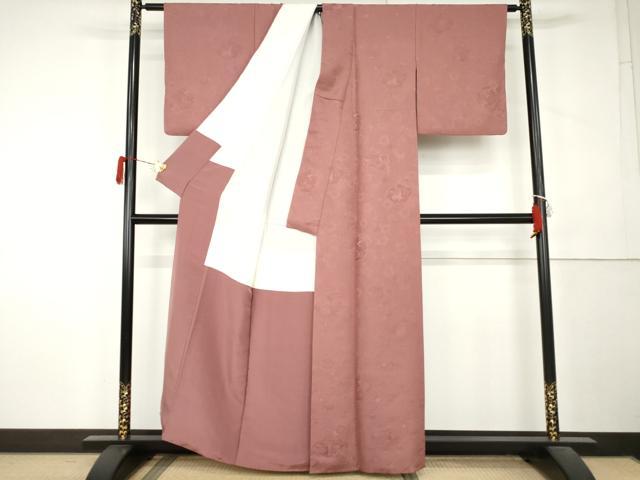 平和屋着物●上質な色無地 草木染 北斗星 長春色 反端付き 正絹 逸品 AABL1083cs