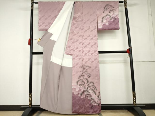 平和屋着物●訪問着 手描き 枝松文 暈し染め 正絹 逸品 AABL1091cs