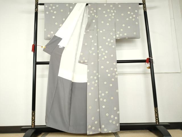 平和屋着物●創業460年・千總 小紋 雪輪花文 ゑり善扱い 反端付き 正絹 逸品 AABL1093cs