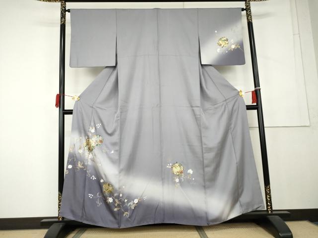 平和屋着物●訪問着 花唐草文 暈し染め 金銀彩 正絹 逸品 AABL1094cs