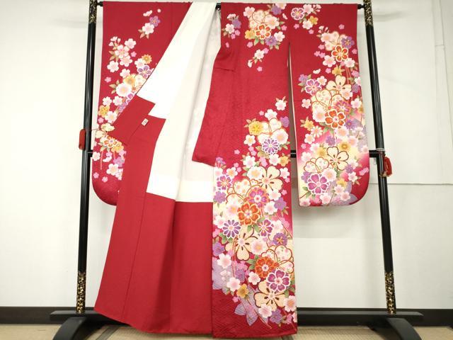 平和屋着物●豪華振袖 駒刺繍 舞桜 暈し染め 金彩 京都きもの友禅扱い 正絹 逸品 AABL1097cs