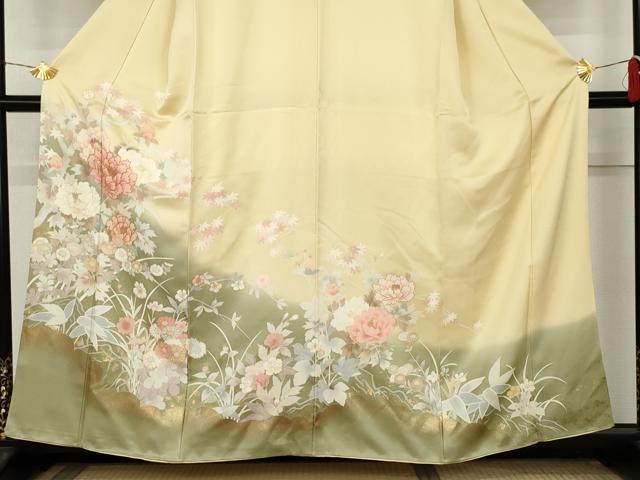 平和屋着物●訪問着 駒刺繍 枝花文 桜 暈し染め 金彩 正絹 逸品 AABL1108cs