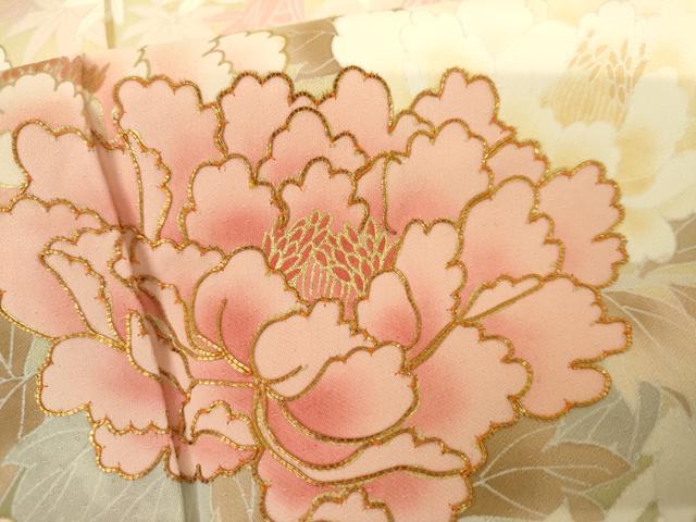 平和屋着物●訪問着 駒刺繍 枝花文 桜 暈し染め 金彩 正絹 逸品 AABL1108cs