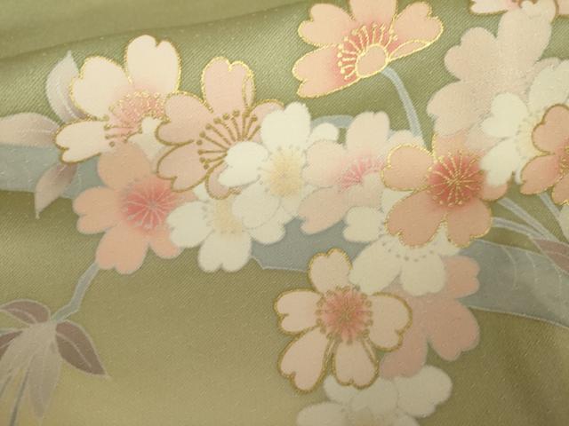 平和屋着物●訪問着 駒刺繍 枝花文 桜 暈し染め 金彩 正絹 逸品 AABL1108cs