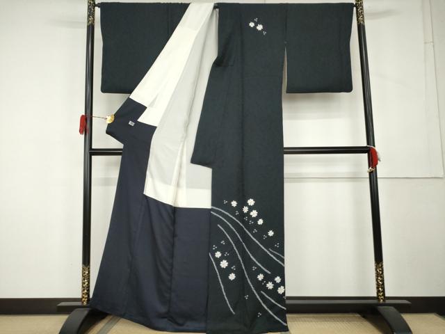 平和屋着物●訪問着 絞り 舞花文 正絹 逸品 AABL1115cs