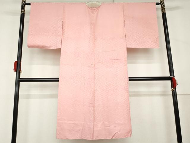 平和屋着物●長襦袢 無双仕立て 松皮菱地紋 鴇色 正絹 逸品 AABL1116cs