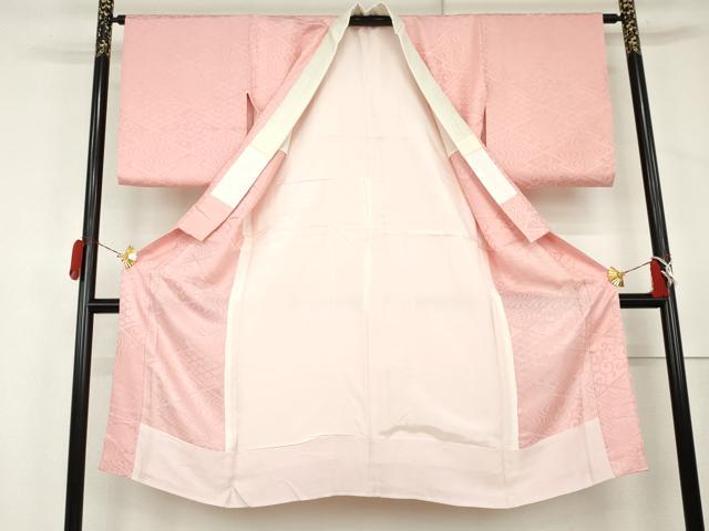 平和屋着物●長襦袢 無双仕立て 松皮菱地紋 鴇色 正絹 逸品 AABL1116cs